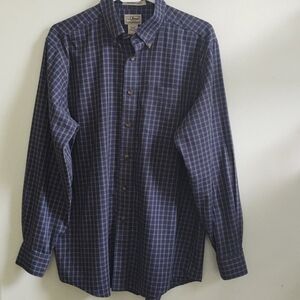 L. L. Bean men's dark blue plaid long sleeve shirt